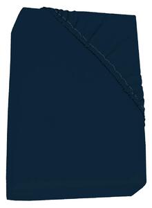 Lenzuolo Sotto Matrimoniale con Angoli H40 cm ed Elastico Tinta Unita Blu Scuro