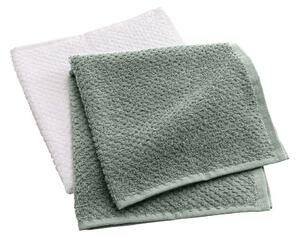 Set di asciugamani tipo terry bianchi/verdi in cotone 2 pz 50x50 cm Gourmet – douceur d'intérieur