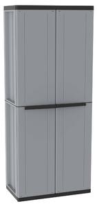 Armadio Portascope Modulare da Esterno 68x37,5x163,5 cm 2 Ante 4 Ripiani in Polipropilene Jline Grigio e Nero