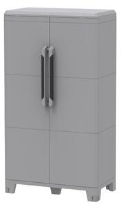 Armadio Portascope Modulare da Esterno 78x43,6x143 cm 2 Ante 2 Ripiani in Polipropilene Transforming Grigio e Nero