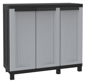 Armadio Modulare da Esterno 102x39x91,5 cm 3 Ante 1 Ripiano in Polipropilene Twist Grigio e Nero