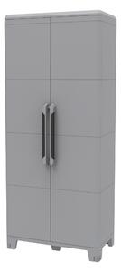 Armadio Portascope Modulare da Esterno 78x43,6x184,4 cm 2 Ante 3 Ripiani in Polipropilene Transforming Grigio e Nero