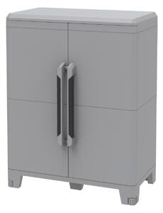 Armadio Modulare da Esterno 78x43,6x101,6 cm 2 Ante 1 Ripiano in Polipropilene Transforming Grigio e Nero