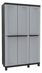 Armadio Portascope Modulare da Esterno 102x39x170 cm 3 Ante 3 Ripiani in Polipropilene Twist Grigio e Nero