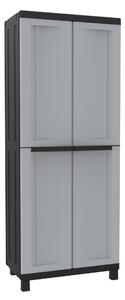 Armadio Portascope Modulare da Esterno 68x39x170 cm 2 Ante 4 Ripiani in Polipropilene Twist Grigio e Nero