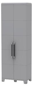 Armadio Portascope Modulare da Esterno 78x43,6x225,8 cm 2 Ante 5 Ripiani in Polipropilene Transforming Grigio e Nero