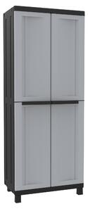 Armadio Modulare da Esterno 68x39x170 cm 2 Ante 3 Ripiani in Polipropilene Twist Grigio e Nero