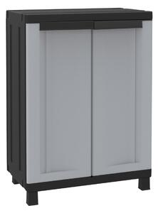 Armadio Modulare da Esterno 68x39x91,5 cm 2 Ante 1 Ripiano in Polipropilene Twist Grigio e Nero