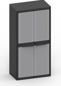 Armadio Portascope Modulare da Esterno 89,7x53,7x180 cm 2 Ante 4 Ripiani in Polipropilene Jumbo Cab Grigio e Nero
