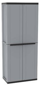 Armadio Modulare da Esterno 68x37,5x163,5 cm 2 Ante 3 Ripiani in Polipropilene Jline Grigio e Nero