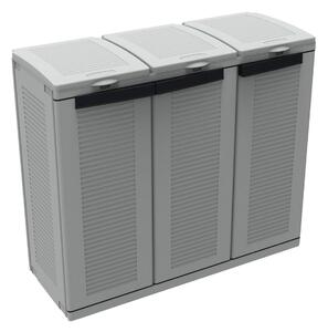 Armadio Per Raccolta Differenziata 102x39x88,7 cm 3 Ante in Polipropilene Ecocab Grigio