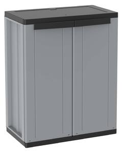 Armadio Modulare da Esterno 68x37,5x85 cm 2 Ante 1 Ripiano in Polipropilene Jline Grigio e Nero