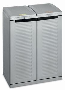 Armadio Per Raccolta Differenziata 68x39x88,7 cm 2 Ante in Polipropilene Ecocab Grigio