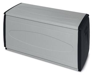 Baule Contenitore da Esterno 120x54x57 cm Multiuso in Polipropilene Prince Box Grigio e Nero