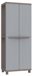 Armadio Portascope Modulare da Esterno 68x37,5x170 cm 2 Ante 4 Ripiani in Polipropilene Jrattan Tortora e Grigio
