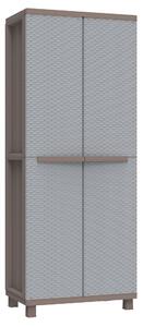 Armadio Modulare da Esterno 68x37,5x170 cm 2 Ante 3 Ripiani in Polipropilene Jrattan Tortora e Grigio