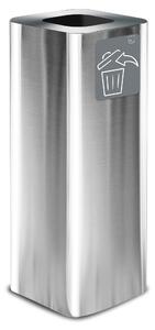 Pattumiera Per Raccolta Rifiuti 30x30xh80 cm In Acciaio Inox con Pittogramma Magnetico Argento