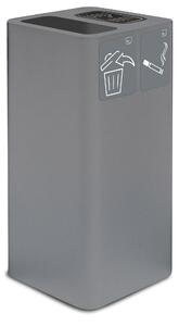 Pattumiera Per Raccolta Rifiuti 38x38xh80 cm In Acciaio Verniciato con Coperchio Basculante Grigio