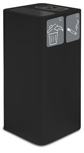 Pattumiera Per Raccolta Rifiuti 38x38xh80 cm In Acciaio Verniciato con Coperchio Basculante Nero