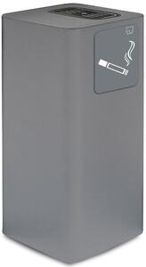 Posacenere da Esterno 30x30xh65 cm In Acciaio Verniciato con Vaschetta Superiore Grigio