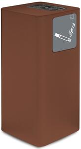Posacenere da Esterno 30x30xh65 cm In Acciaio Verniciato con Vaschetta Superiore Marrone