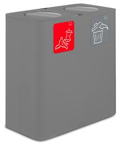 Pattumiera Sistema di Raccolta Rifiuti 77x38xh80 cm in Acciaio 3 Scomparti Grigio