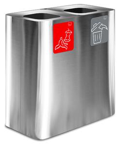 Pattumiera Sistema di Raccolta Rifiuti 77x38xh80 cm In Acciaio Inox 2 Scomparti Argento