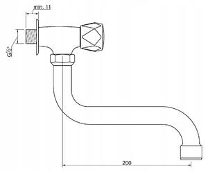 Invena MODENA, miscelatore monocomando da parete, con bocchetta a S da 200 mm, finitura cromata