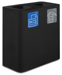 Pattumiera Sistema di Raccolta Rifiuti 77x38xh80 cm In Acciaio Verniciato 2 Scomparti Nero