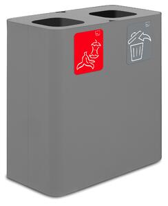 Pattumiera Sistema di Raccolta Rifiuti 77x38xh80 cm In Acciaio Verniciato 2 Scomparti Grigio