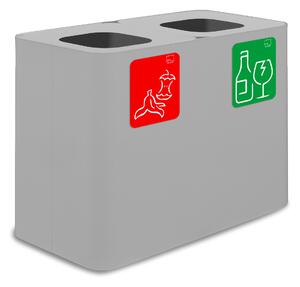 Pattumiera Sistema di Raccolta Rifiuti 77x38xh50 cm In Acciaio Verniciato 2 Scomparti Bianco