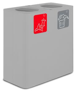 Pattumiera Sistema di Raccolta Rifiuti 77x38xh80 cm in Acciaio 3 Scomparti Bianco