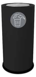 Pattumiera Per Raccolta Differenziata Ø35xh72 cm In Acciaio Verniciato con Coperchio Basculante Nero