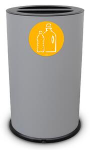 Pattumiera Per Raccolta Differenziata Ø 35x50 cm In Acciaio Verniciato 2 Scomparti Grigio