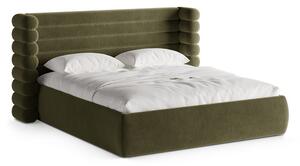 Letto matrimoniale imbottito verde con contenitore con rete inclusa 180x200 cm Mount – Micadoni