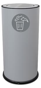 Pattumiera Per Raccolta Differenziata Ø35xh72 cm In Acciaio Verniciato con Coperchio Basculante Grigio