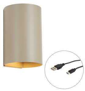 Lampada da parete moderna tortora incl. LED dimmerabile a 3 fasi e ricaricabile - Sabbir