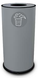 Pattumiera Per Raccolta Differenziata Ø35xh72 cm In Acciaio Verniciato 1 Scomparto Grigio