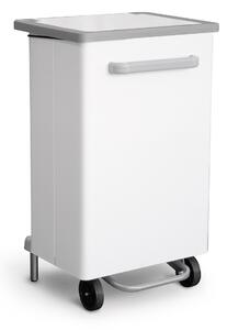 Pattumiera Per Raccolta Differenziata 47x37xh83 cm In Acciaio Verniciato a Pedale Bianco