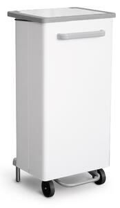Pattumiera Per Raccolta Differenziata 47x37xh96 cm In Acciaio Verniciato a Pedale Bianco