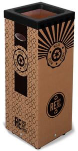 Pattumiera Per Raccolta Rifiuti 38x38xh80 cm in Cartone Con Stampa Grafica Rifiuto Misto Beige