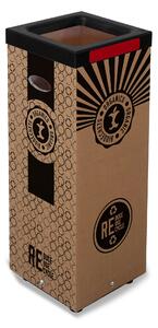 Pattumiera Per Raccolta Rifiuti 28x28xh70 cm in Cartone Con Stampa Grafica Organico Beige