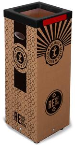 Pattumiera Per Raccolta Rifiuti 38x38xh80 cm in Cartone Con Stampa Grafica Organico Beige