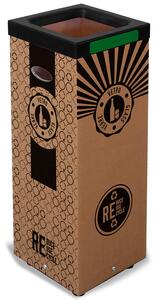 Pattumiera Per Raccolta Rifiuti 38x38xh80 cm in Cartone Con Stampa Grafica Vetro Beige