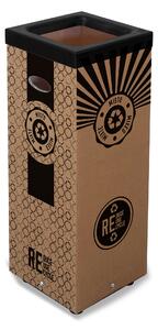 Pattumiera Per Raccolta Rifiuti 28x28xh70 cm in Cartone Con Stampa Grafica Rifiuto Misto Beige