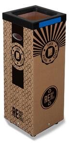 Pattumiera Per Raccolta Rifiuti 28x28xh70 cm in Cartone Con Stampa Grafica Carta Beige