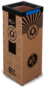 Pattumiera Per Raccolta Rifiuti 38x38xh80 cm in Cartone Con Stampa Grafica Carta Beige