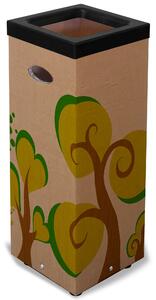 Pattumiera Per Raccolta Rifiuti 38x38xh80 cm in Cartone Con Stampa Grafica G2 Beige