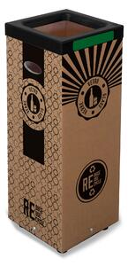 Pattumiera Per Raccolta Rifiuti 28x28xh70 cm in Cartone Con Stampa Grafica Vetro Beige