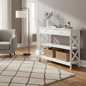 DecHome Consolle Ingresso Design Moderno con 2 Cassetti e 2 Mensole Dimensioni 100x30.5x80 cm colore Bianco